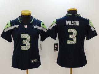 Women Seattle Seahawks 3 Russell Wilson Football Jersey Legend Navy Blue