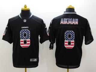 Dallas Cowboys 8 Troy AIikman USA Flag Fashion Black Elite Jersey