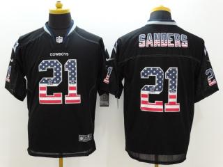 Dallas Cowboys 21 Deion Sanders USA Flag Fashion Black Elite Jersey