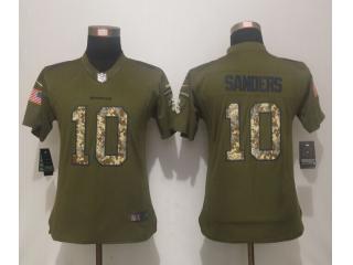 Women Denver Broncos 10 Emmanuel Sanders Green Salute To Service Limited Jersey