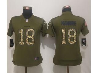 Women Denver Broncos 18 Peyton Manning Green Salute To Service Limited Jersey