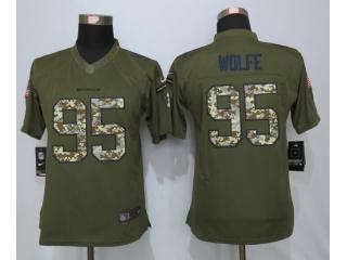 Women Denver Broncos 95 Derek Wolfe Green Salute To Service Limited Jersey