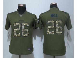 Women Pittsburgh Steelers 26 LeVeon Bell Green Salute To Service Limited Jersey