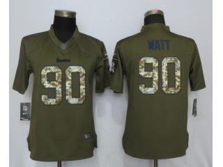 Women Pittsburgh Steelers 90 T.J. Watt Green Salute To Service Limited Jersey