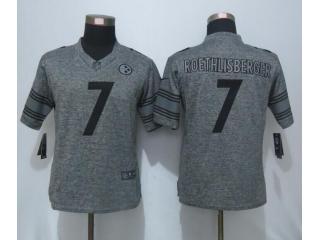 Women Pittsburgh Steelers 7 Ben Roethlisberger Stitched Gridiron Gray Limited Jersey