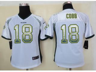 Women Green Bay Packers 18 Randall Cobb Drift Fashion White Elite Jersey