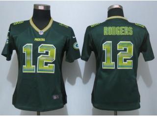 Women Green Bay Packers 12 Aaron Rodgers Strobe Elite Jersey