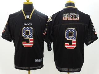 New Orleans Saints 9 Drew Brees USA Flag Fashion Black Elite Jersey