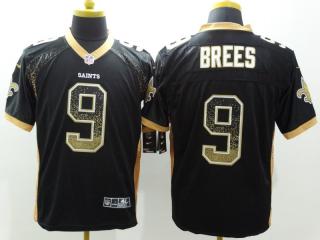 New Orleans Saints 9 Drew Brees Drift Fashion Black Elite Jersey