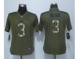 Women Seattle Seahawks 3 Russell Wilson Green Salute To Service Limited Jersey