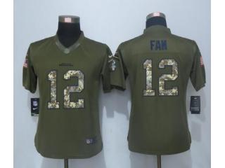 Women Seattle Seahawks 12 12th Fan Green Salute To Service Limited Jersey