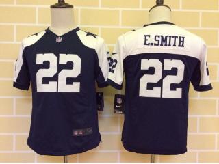 Youth Dallas Cowboys 22 Emmitt Smith Football Jersey Navy Blue