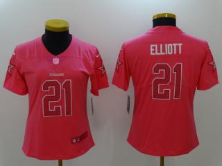 Women Dallas Cowboys 21 Ezekiel Elliott Football Jersey Legend pink