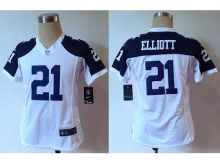 Women Dallas Cowboys 21 Ezekiel Elliott Football Jersey White