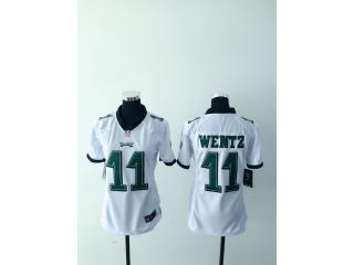 Women Philadelphia Eagles 11 Carson Wentz Football Jersey White