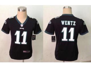 Women Philadelphia Eagles 11 Carson Wentz Football Jersey Black