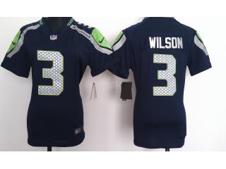 Women Seattle Seahawks 3 Russell Wilson Football Jersey Navy Blue