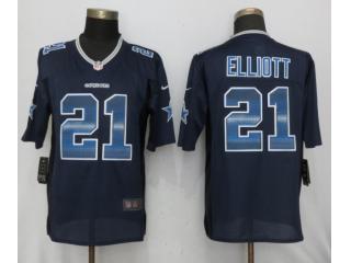 Dallas Cowboys 21 Ezekiel Elliott Navy Blue Strobe Limited Jersey