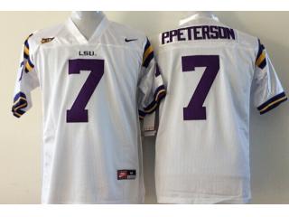 LSU Tigers 7 Patrick Peterson NCAA Football Jersey Retro White