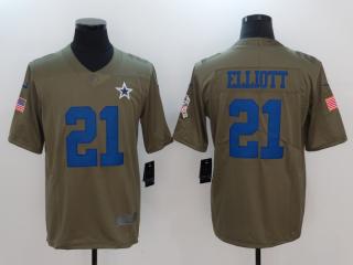 Dallas Cowboys 21 Ezekiel Elliott Olive Salute To Service Limited Jersey