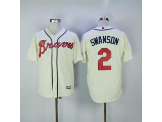 Atlanta Braves 2 Dansby Swanson Baseball Jersey Beige