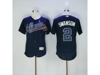 Atlanta Braves 2 Dansby Swanson Flexbase Baseball Jersey Navy Blue