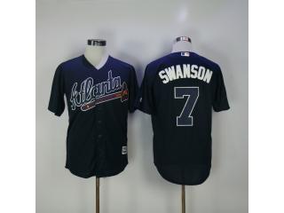 Atlanta Braves 7 Dansby Swanson Baseball Jersey Navy Blue