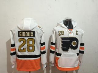 Classic Philadelphia Flyers 28 Claude Giroux Ice Hoodies Hockey Jersey White