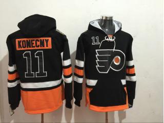 Classic Philadelphia Flyers 11 Konecny Ice Hoodies Hockey Jersey Black