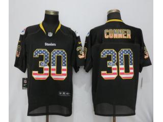 Pittsburgh Steelers 30 James Conner USA Flag Fashion Black Elite Jersey