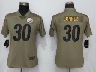 Women Pittsburgh Steelers 30 James Conner Olive Salute To Service Limited Jersey