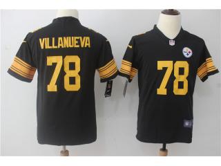 Youth Pittsburgh Steelers 78 Alejandro Villanueva Football Jersey Legend Black Yellow word