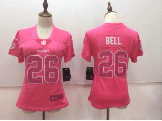 Women Pittsburgh Steelers 26 LeVeon Bell Football Jersey Legend Pink Red