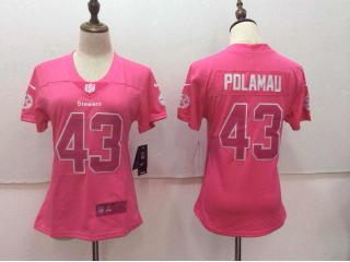 Women Pittsburgh Steelers 43 Troy Polamalu Football Jersey Legend Pink Red