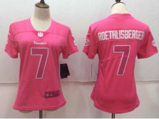 Women Pittsburgh Steelers 7 Ben Roethlisberger Football Jersey Legend Pink Red