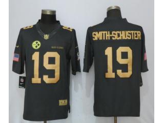 Pittsburgh Steelers 19 JuJu Smith-Schuster Anthracite Salute To Service Jersey Gold Word