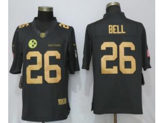 Pittsburgh Steelers 26 LeVeon Bell Anthracite Salute To Service Jersey Gold Word