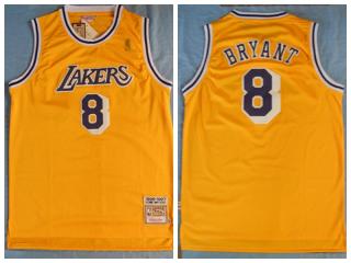 Los Angeles Lakers 8 Kobe Bryant Basketball Jersey Yellow Retro