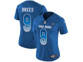 Women 2018 all star New Orleans Saints 9 Drew Brees Football Jersey Legend Blue