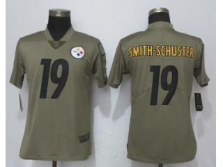 Women Pittsburgh Steelers 19 JuJu Smith-Schuster Olive Salute To Service Jersey