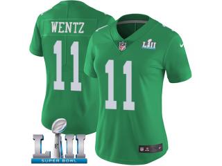 Women 2018 Pro Bowl Philadelphia Eagles 11 Carson Wentz Football Jersey Legend Green