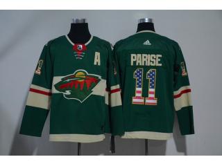 Adidas Minnesota Wild 11 Zach Parise Ice Hockey Jersey Green National flag