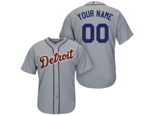 Men's Detroit Tigers Majestic Gray Cool Base Custom Jersey