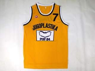 Jugoplastika Split Moive 7 Toni Kukoc Basketball Jersey Yellow