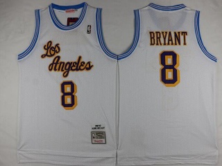 Los Angeles Lakers 8 Kobe Bryant Basketball Jersey White Throwback