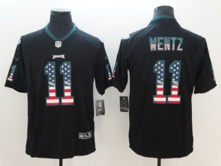 Philadelphia Eagles #11 Carson Wentz USA Flag Vapor Limited Jersey Black