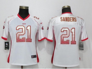 Womens San Francisco 49ers 21 Deion Sanders Football Jersey Drift Fashion White