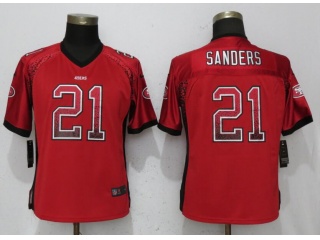 Womens San Francisco 49ers 21 Deion Sanders Football Jersey Drift Fashion Red