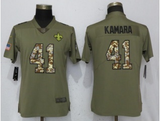 Woman Womens New Orleans Saints 41 Alvin Kamara Jersey Olive Camo Salute to Service