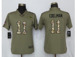 Womens New England Patriots 11 Julian Edelman Jersey Olive Camo Salute to Service